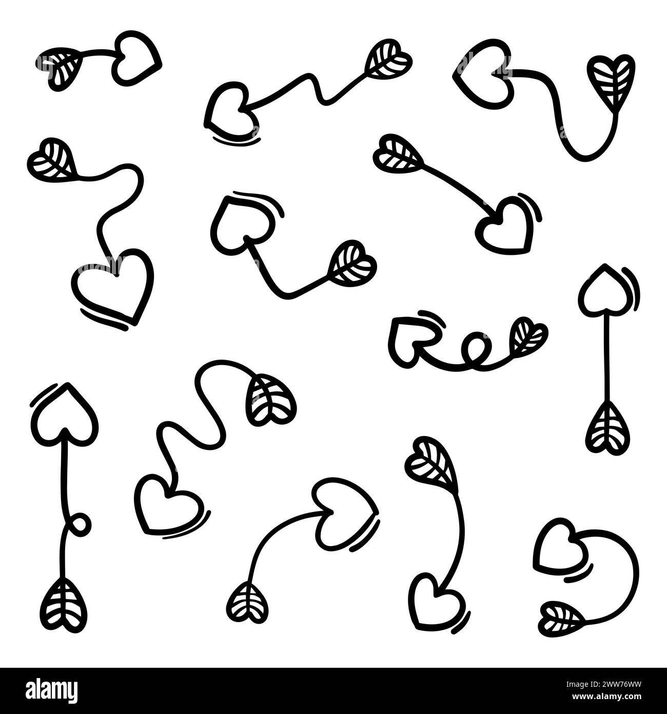 flèches dessinées à la main. Abstrait Doodle Arrows Thin Line Black dans de nombreuses collections en illustration vectorielle Illustration de Vecteur