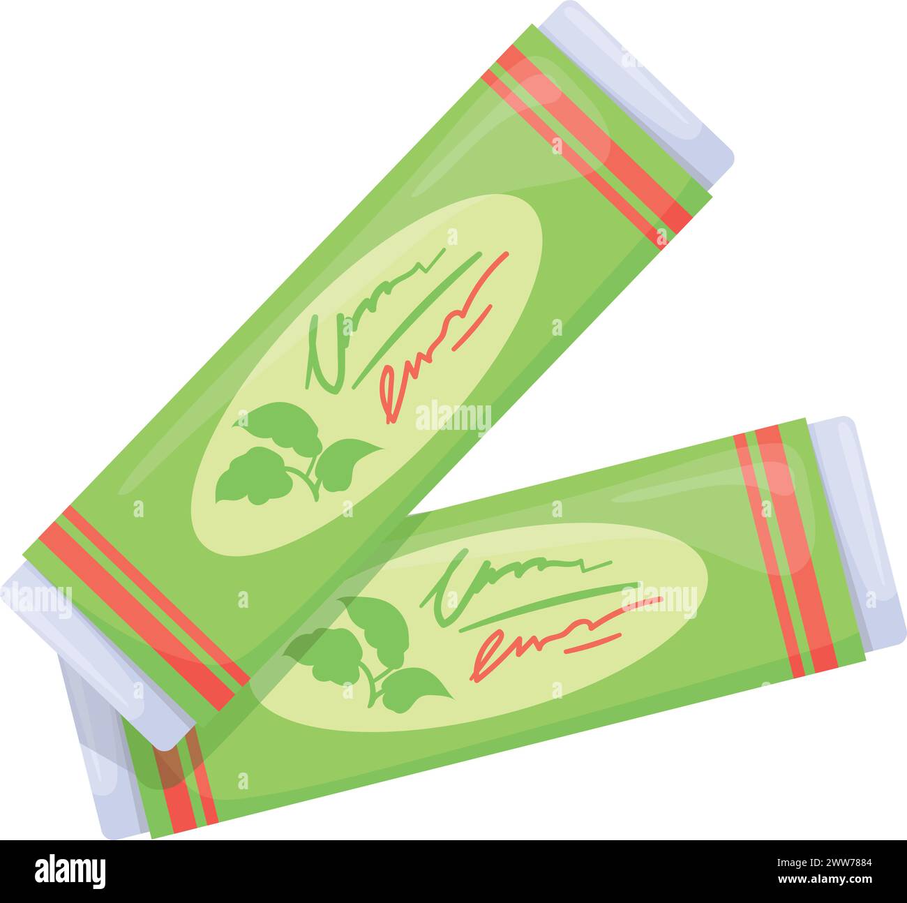 Icône de dessin animé en bâton de gomme à la menthe. Bubblegum frais isolé sur fond blanc Illustration de Vecteur