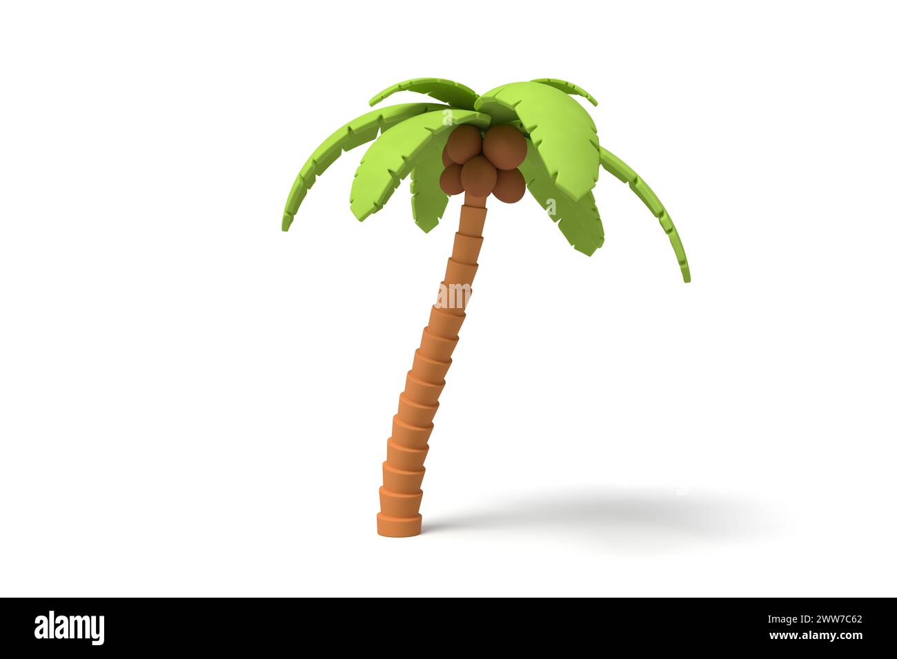 Palmier de dessin animé 3D stylisé avec des noix de coco Banque D'Images