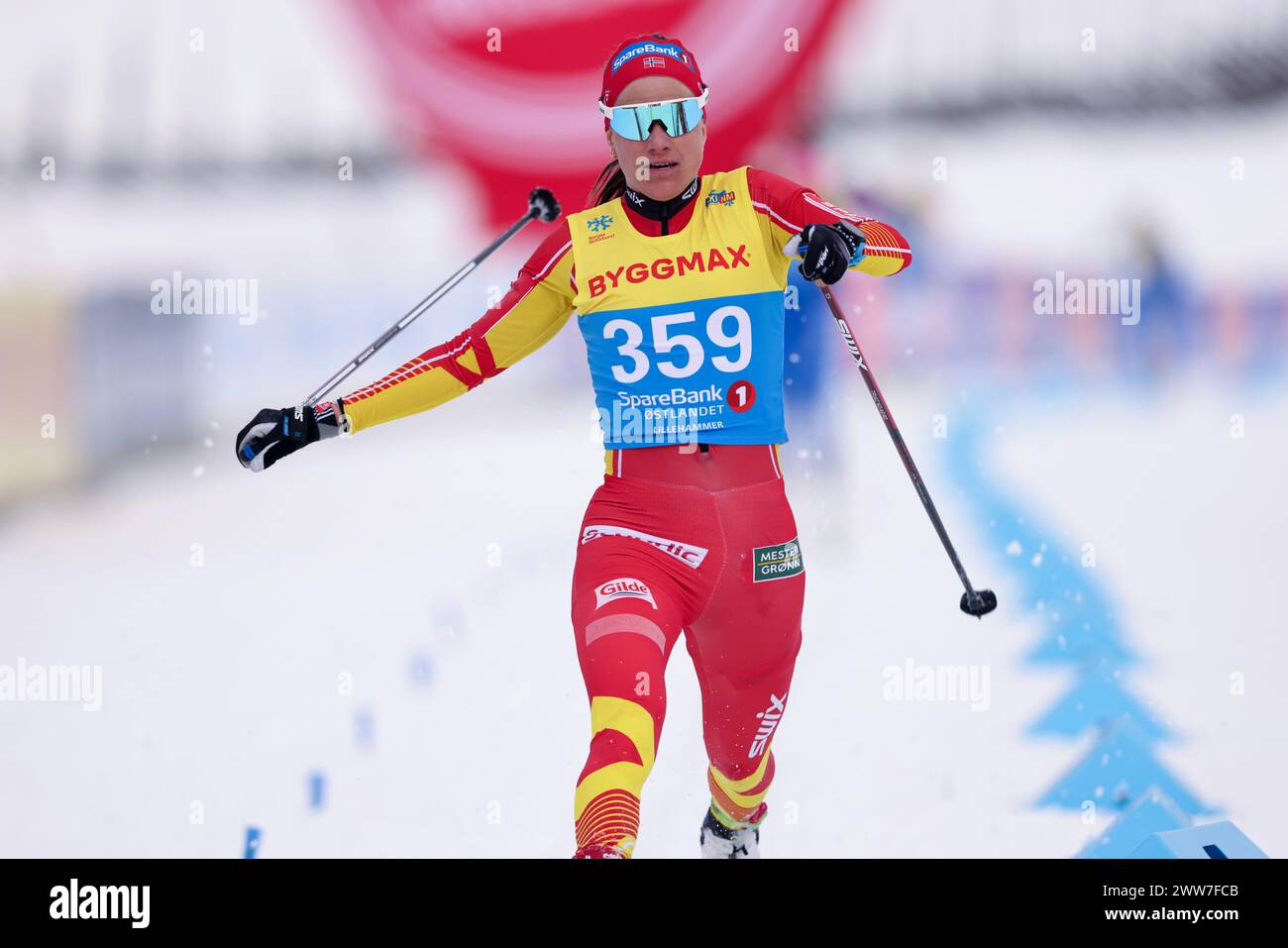 Lillehammer 20240322.Heidi Weng en ski de fond classique lors des Championnats de Norvège au stade de ski Birkebeineren.. Photo : Geir Olsen / NTB Banque D'Images