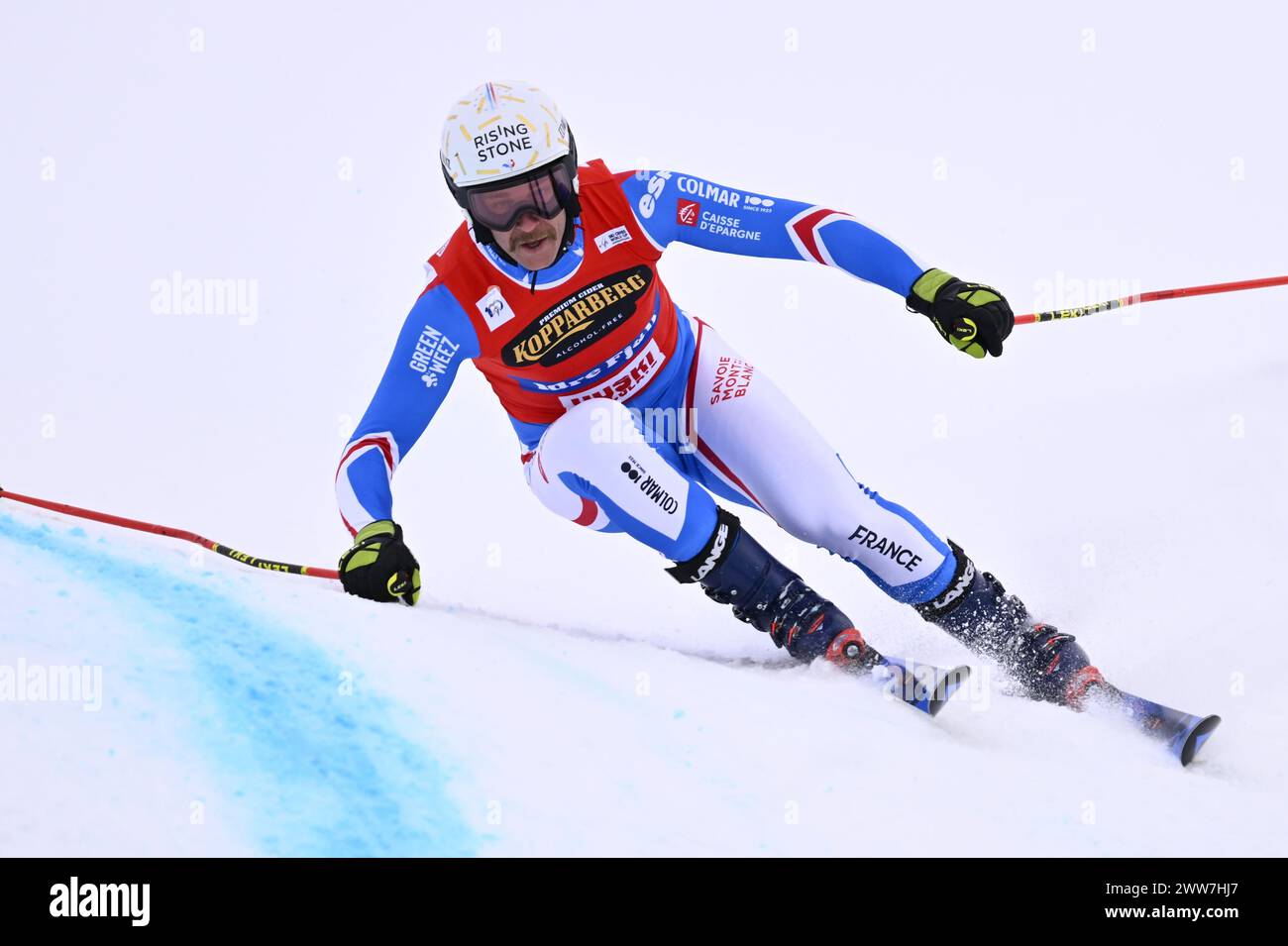 Federico Tomasino, Italie, en action en Heat 2 de la finale masculine 1/8 lors des compétitions de ski cross de la Coupe du monde FIS à Idre Fjäll, Suède Marsch 22, 2024.photo : Anders Wiklund / TT / Code 10040 Banque D'Images