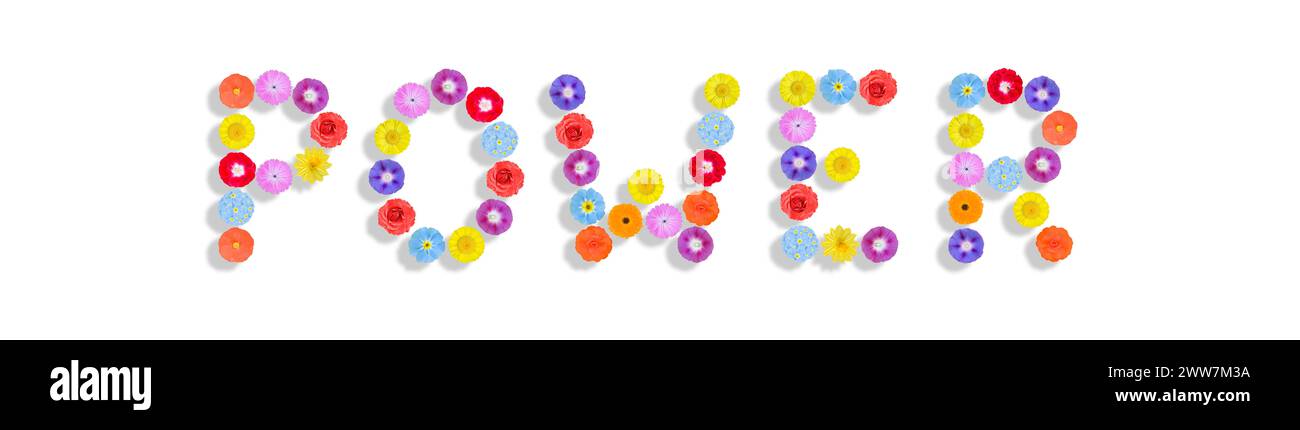 Symbole pour la puissance des fleurs écrit avec des fleurs Banque D'Images
