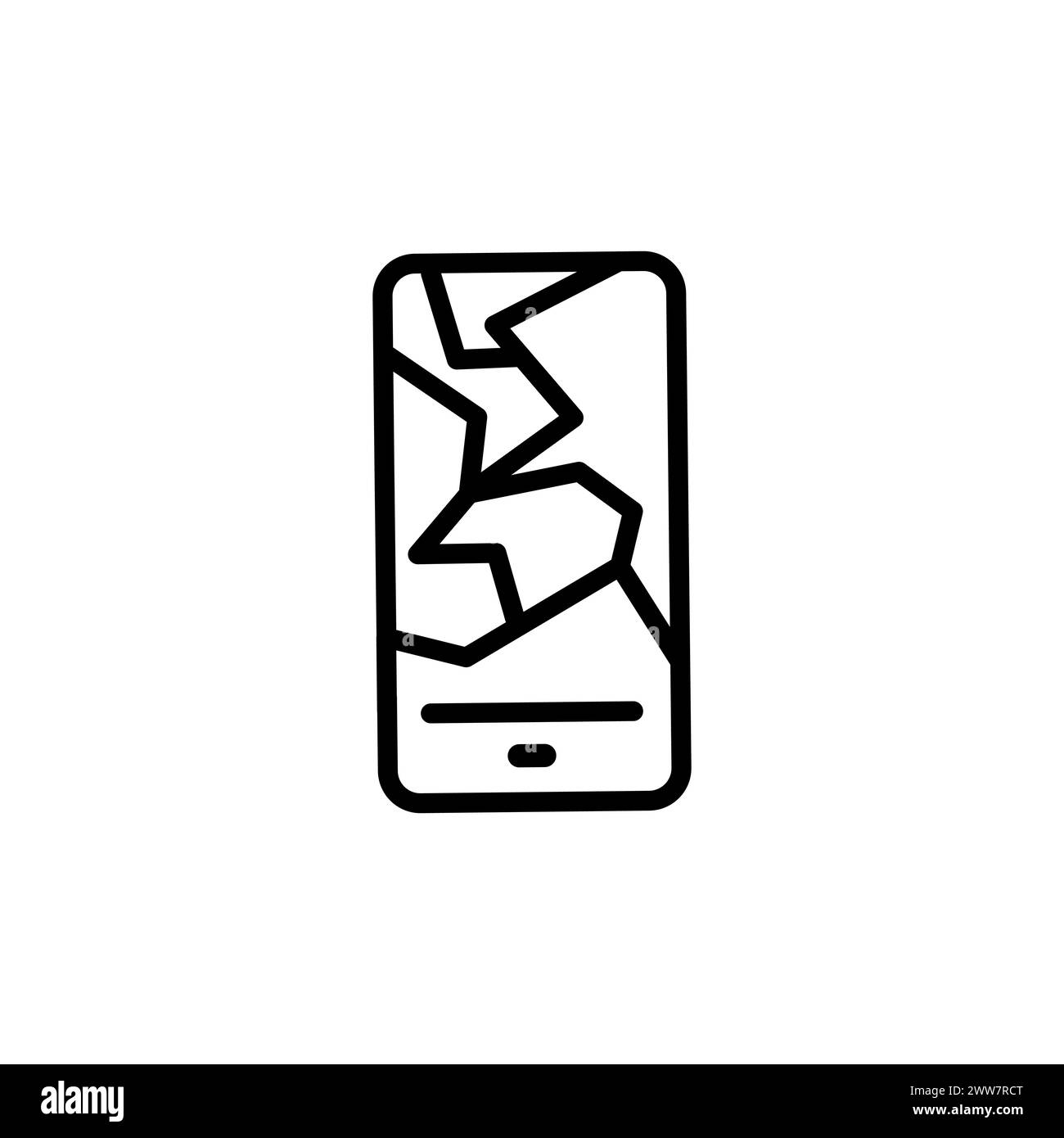 Écran cassé sur un smartphone. icône linéaire. Ligne avec contour modifiable Illustration de Vecteur