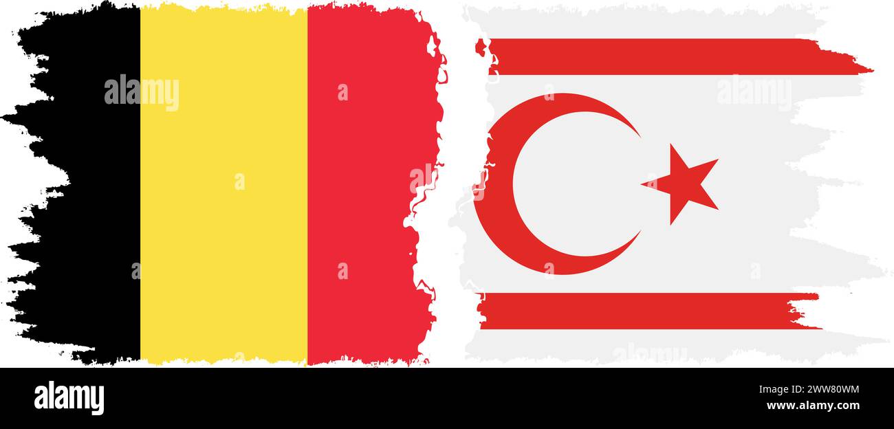 République turque de Chypre du Nord et Belgique grunge drapeaux connexion, vecteur Illustration de Vecteur