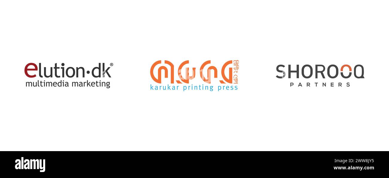 Elution.DK, KARUKAR, Shorooq Partners.Arts et design collection de logos éditoriaux. Illustration de Vecteur