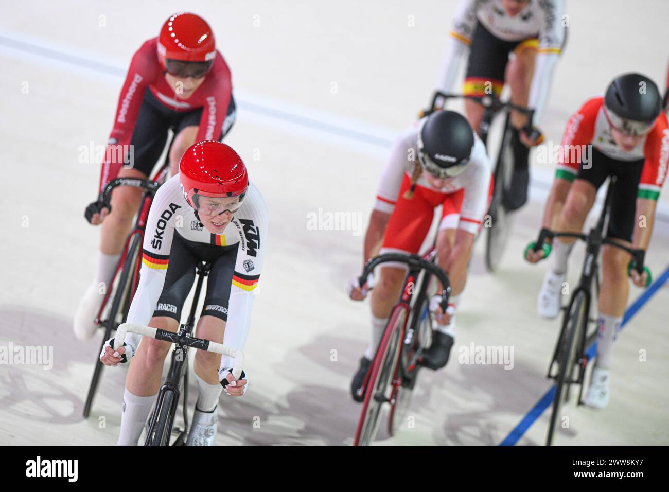 Piste cyclable. Women's point Race 25 km. Championnats d'Europe Munich 2022 Banque D'Images