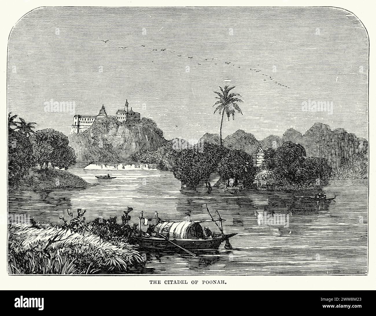 Vue de la Citadelle de Poonah (Pune), Maharashtra, Inde au XIXe siècle Banque D'Images
