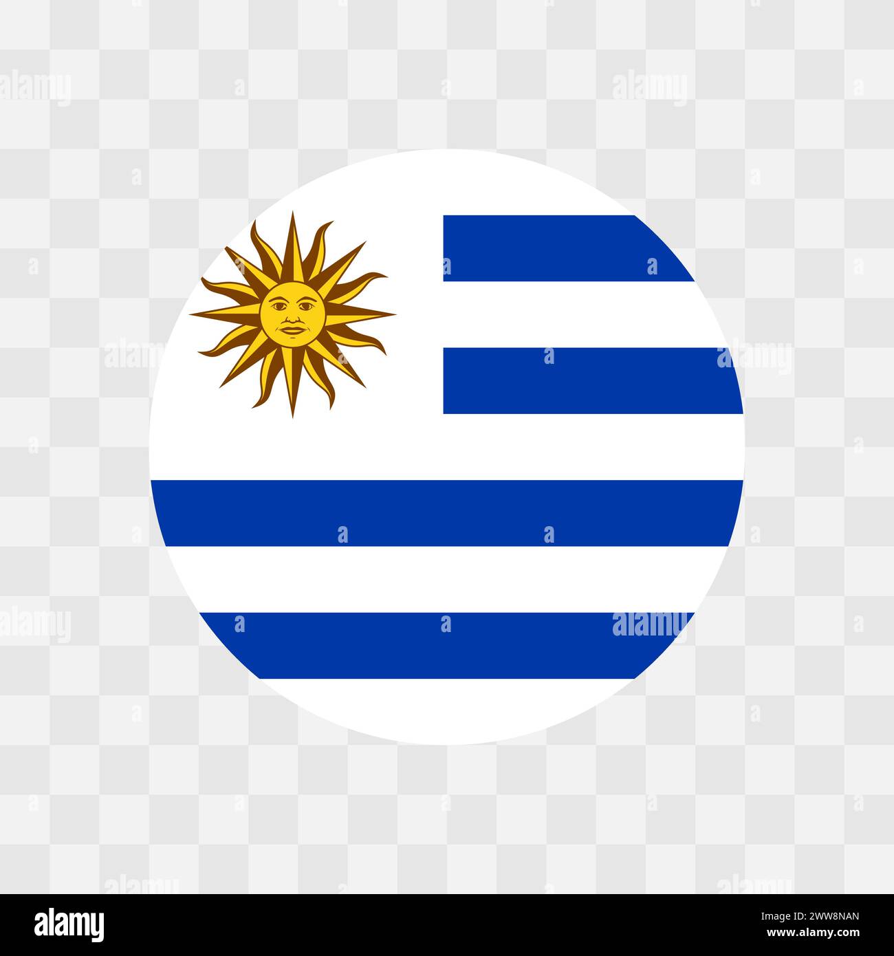 Drapeau Uruguay - drapeau vecteur cercle isolé sur fond transparent en damier Illustration de Vecteur