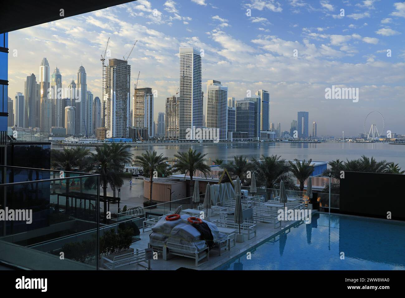 Une vue de Dubai Marina, Dubaï, Émirats arabes Unis Banque D'Images