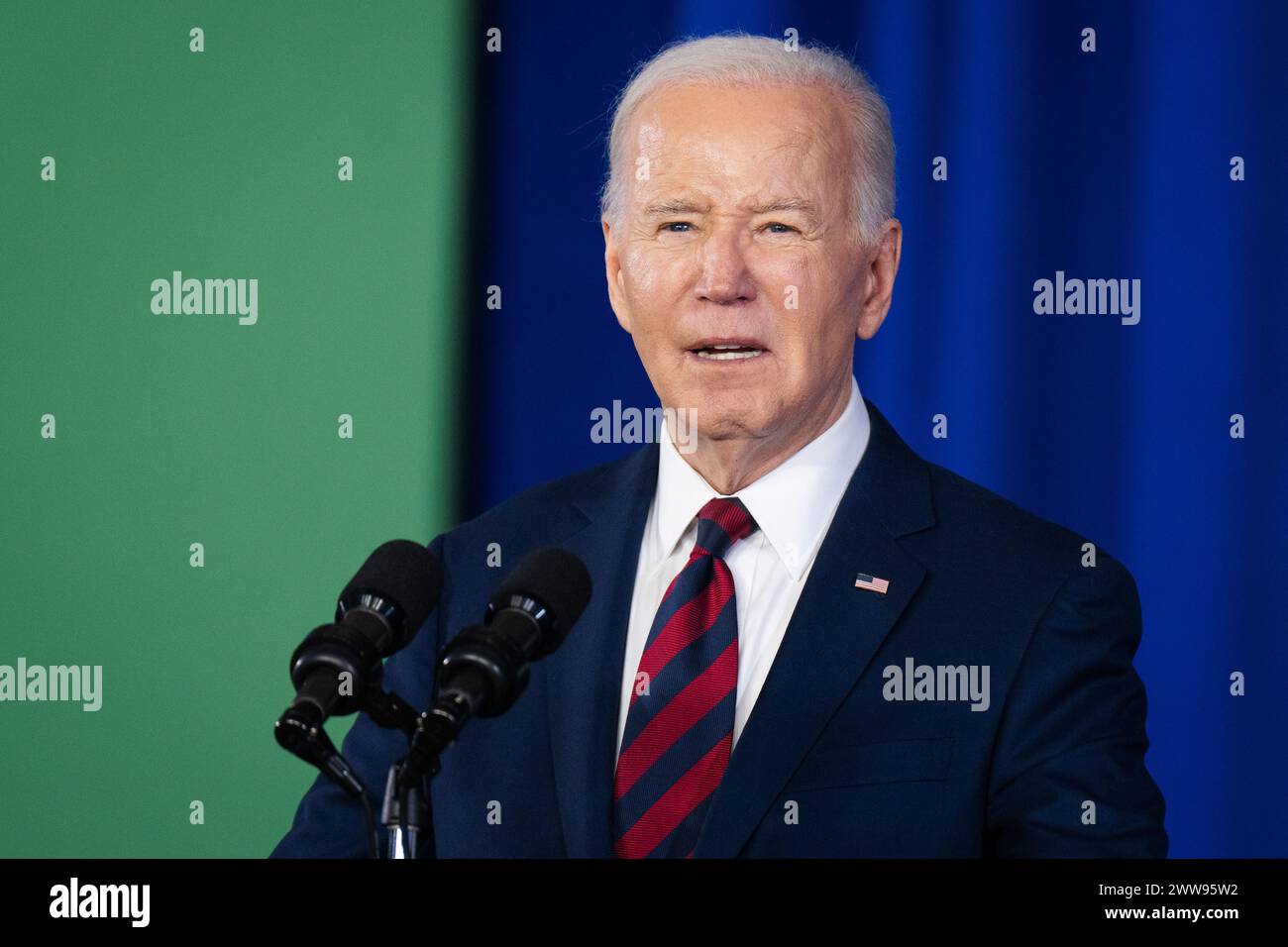 Le président Joe Biden prend la parole au Pieper-Hillside Boys & Girls Club à Milwaukee, Wisconsin, États-Unis, le mercredi 13 mars, 2024. Banque D'Images