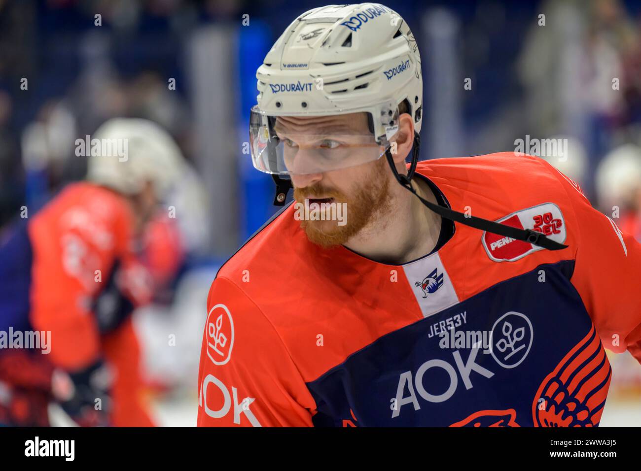 Korbinian Holzer (Adler Mannheim, 4), Freisteller, Playoffs, Viertelfinale Spiel 3, Eisbaeren Berlin vs Adler Mannheim, DEL, Eishockey, Uber Arena, Banque D'Images