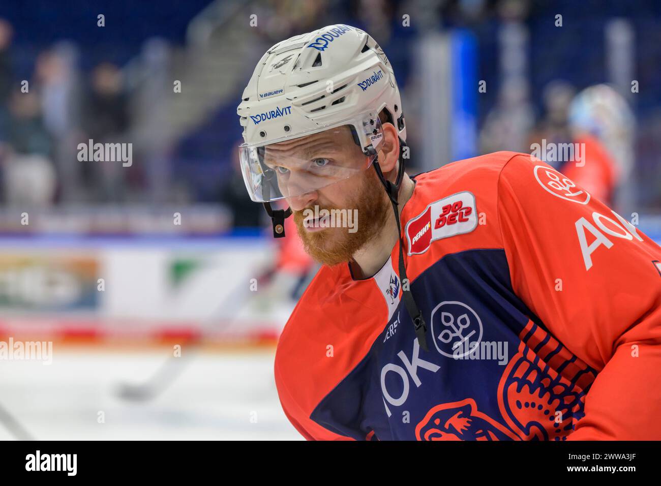 Korbinian Holzer (Adler Mannheim, 4), Freisteller, Playoffs, Viertelfinale Spiel 3, Eisbaeren Berlin vs Adler Mannheim, DEL, Eishockey, Uber Arena, Banque D'Images