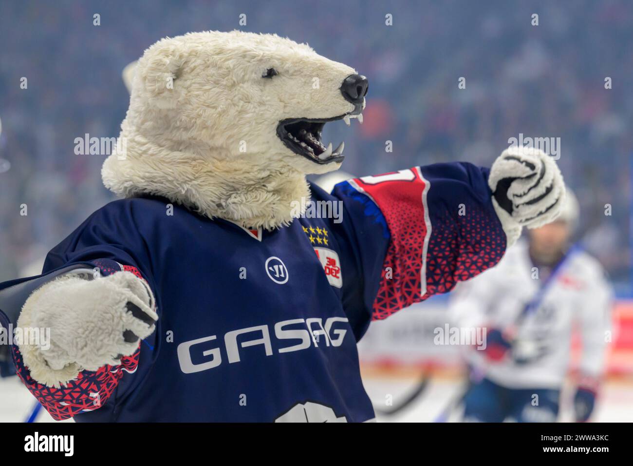 Bully01, Freisteller, Jubelt, Playoffs, Viertelfinale Spiel 3, Eisbaeren Berlin vs Adler Mannheim, DEL, Eishockey, Uber Arena, 22.03. 2024, Banque D'Images