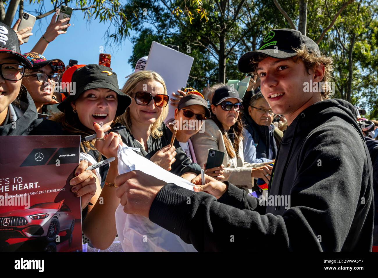 Melbourne, Australie, le 23 mars 2024, Andrea Kimi Antonelli , participant au Build Up, manche 03 du championnat de formule 1 2024. Crédit : Michael Potts/Alamy Live News Banque D'Images