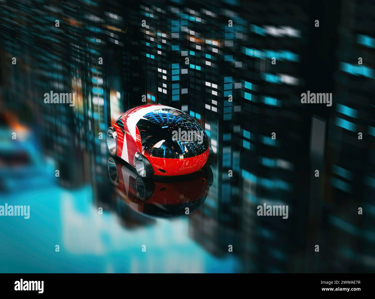 Voiture futuriste, illustration. Banque D'Images