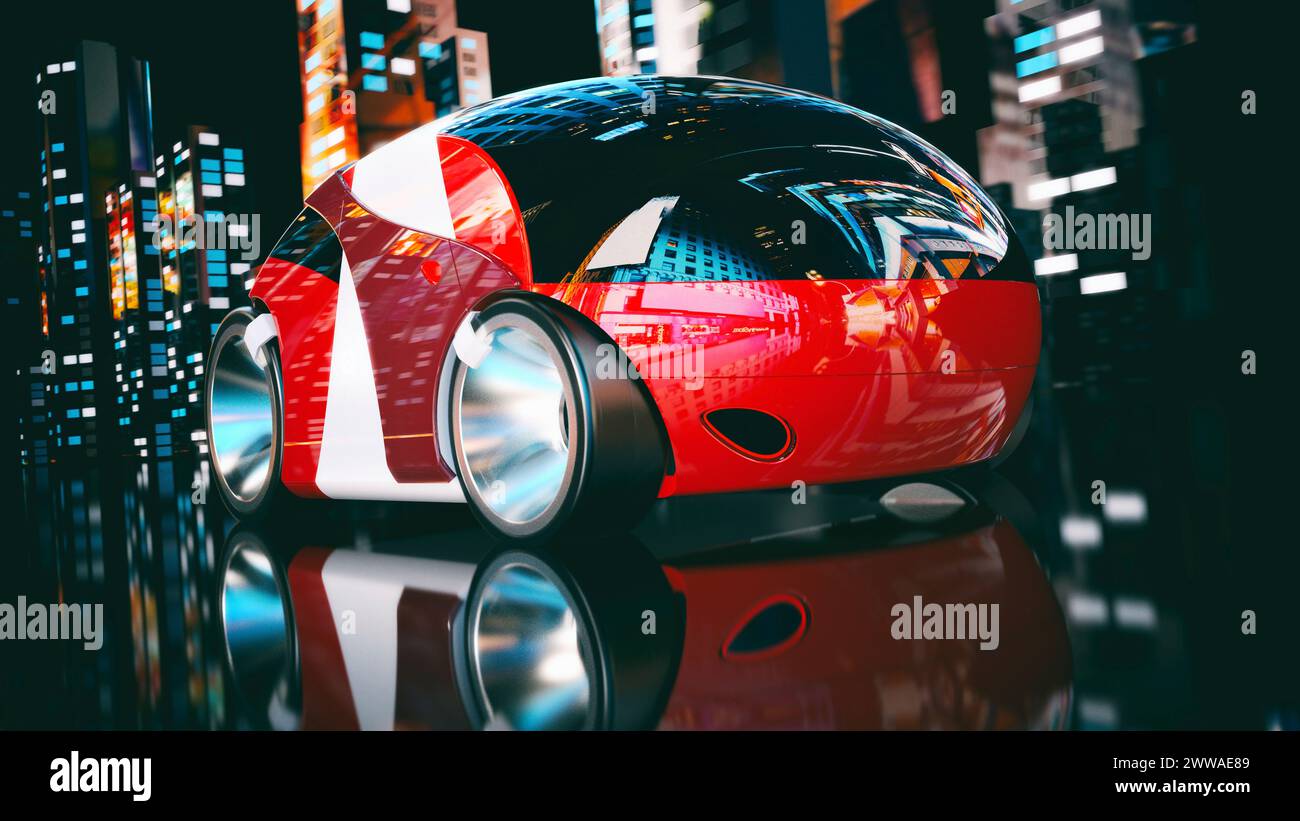 Voiture futuriste, illustration. Banque D'Images