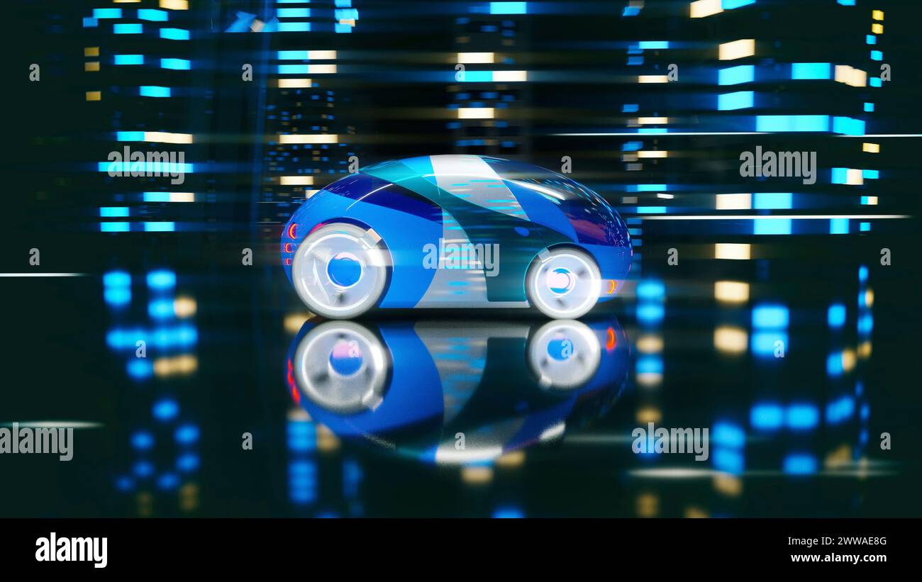 Voiture futuriste, illustration. Banque D'Images