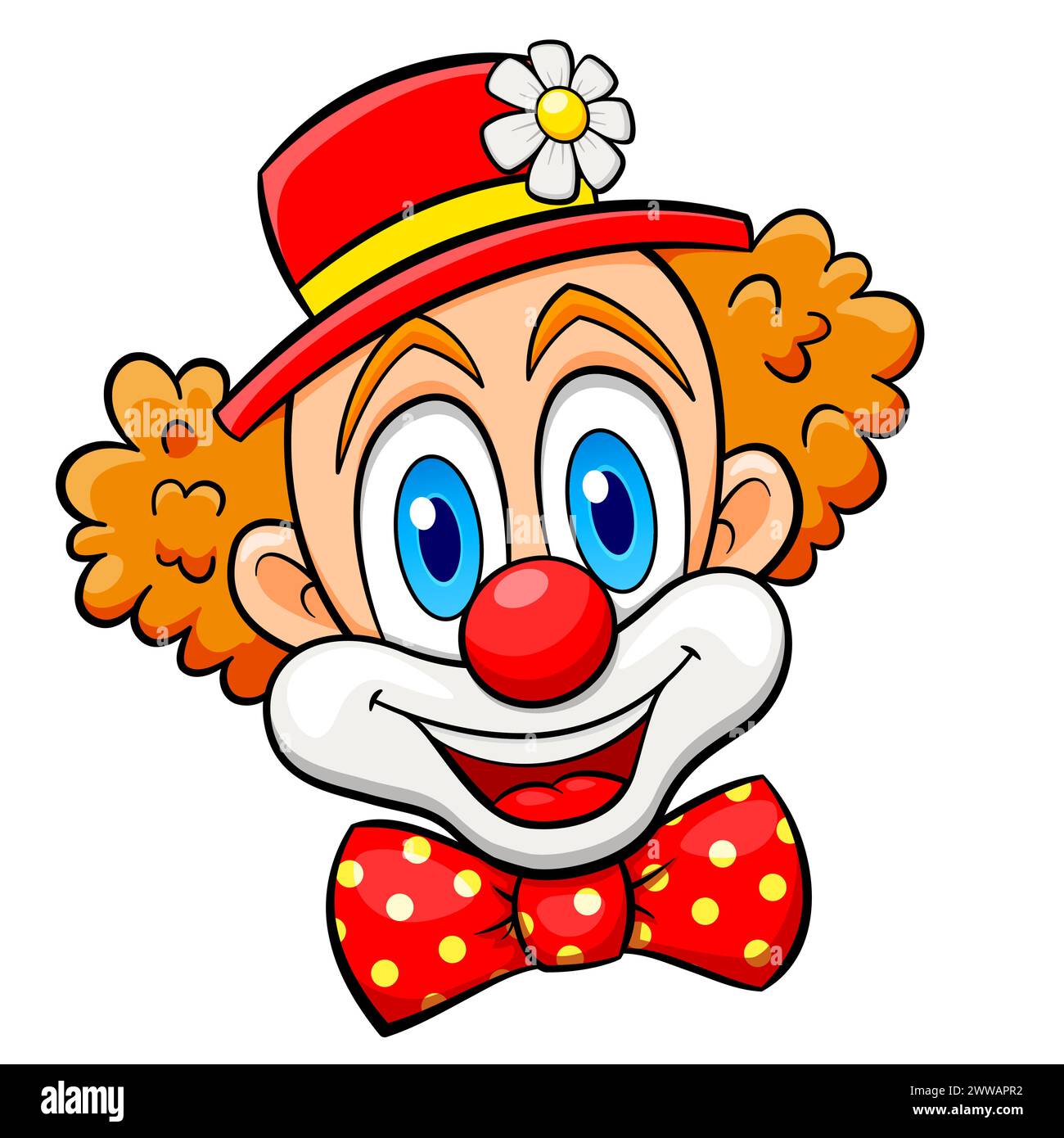 Illustration de dessin isolé de dessin animé de visage de clown Illustration de Vecteur