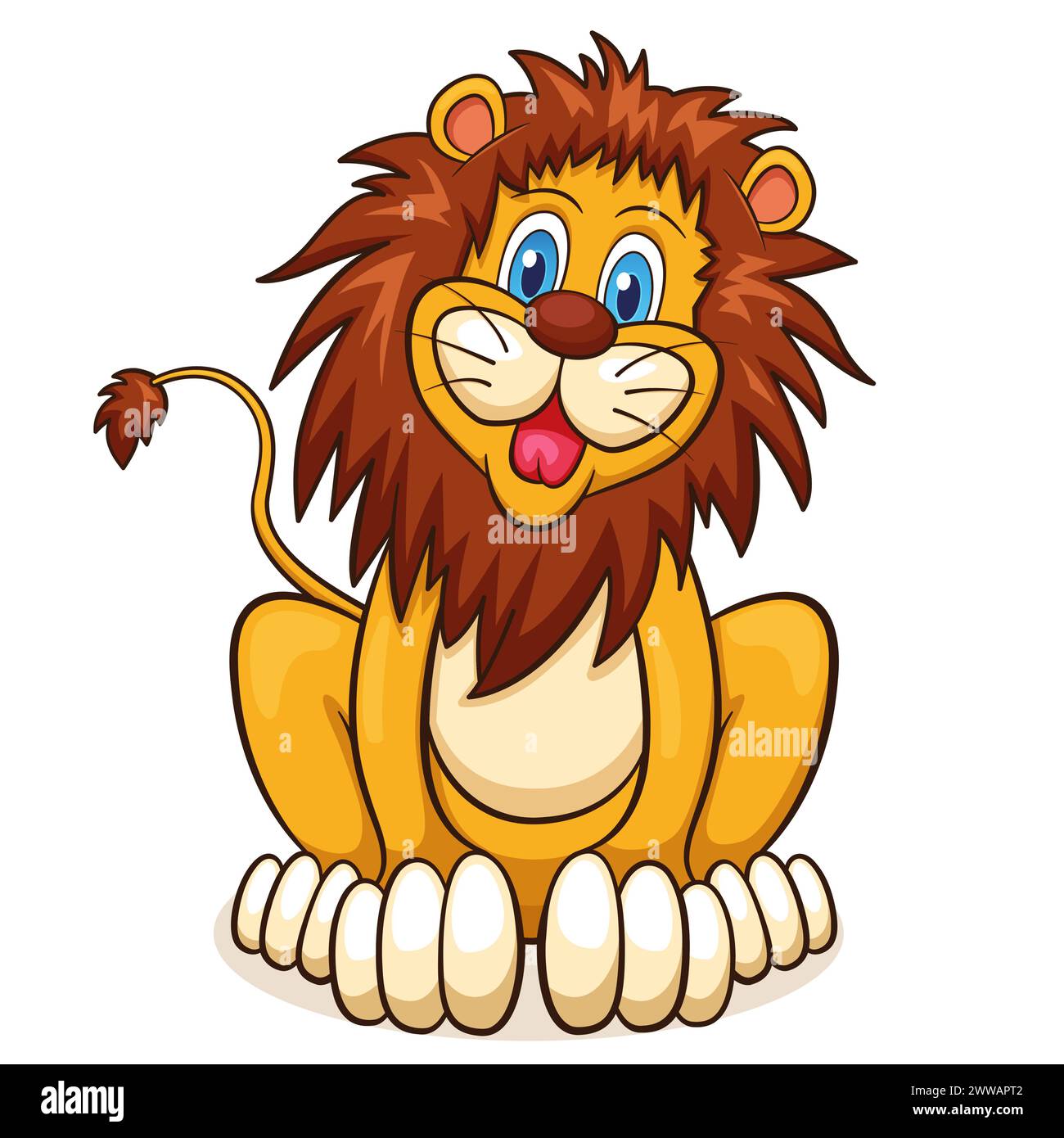 Illustration de dessin animé de lion sur fond blanc Illustration de Vecteur