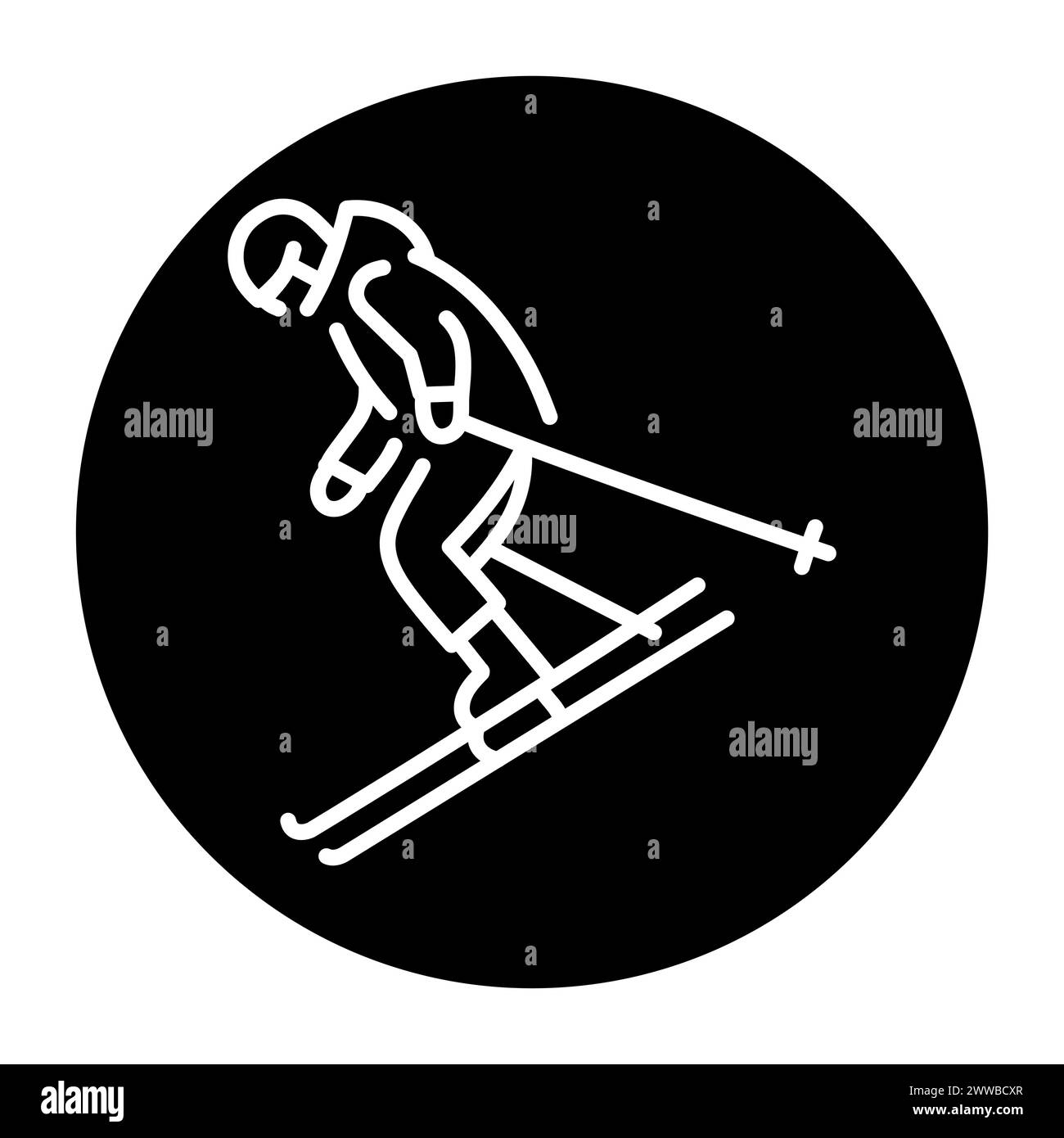Icône de ligne noire skieur. Ski en hiver. Pictogramme pour page web, application mobile, promo. Illustration de Vecteur