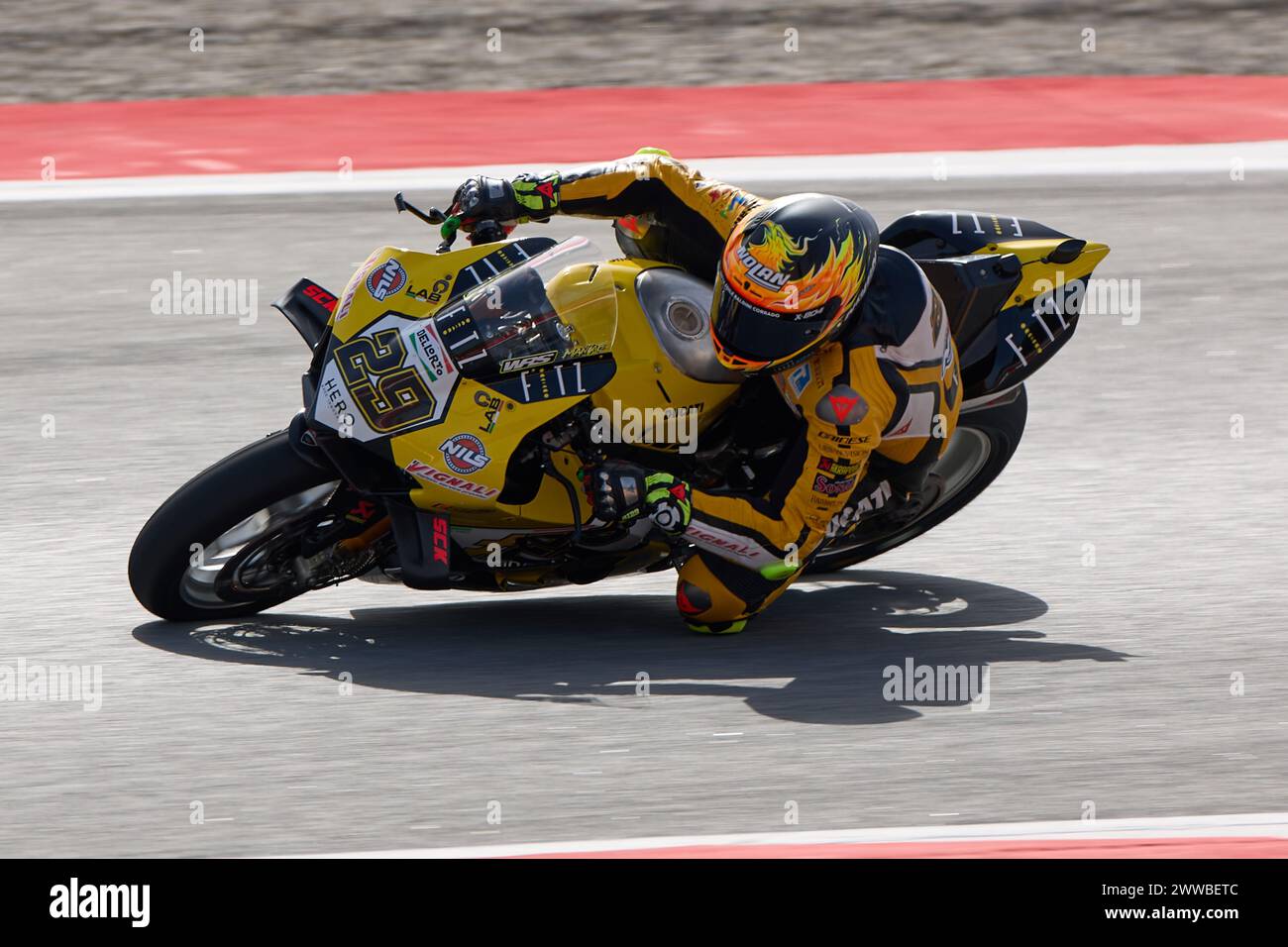 Barcelone, Espagne. 22 mars 2024. Andrea Iannone de l'Italie de Team Goeleven avec Ducati Panigale V4R lors du Championnat du monde FIM Superbike 2024 MOTUL - Pirelli Catalunya Round au circuit de Barcelona-Catalunya le 22 mars 2024 à Barcelone, Espagne crédit : DAX images/Alamy Live News Banque D'Images