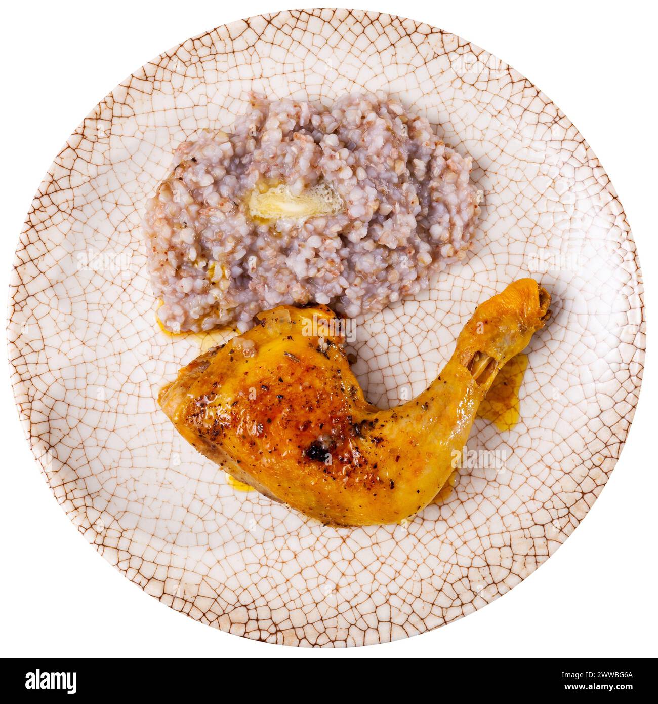 Cuisses de poulet avec sarrasin, délicieux dîner Banque D'Images