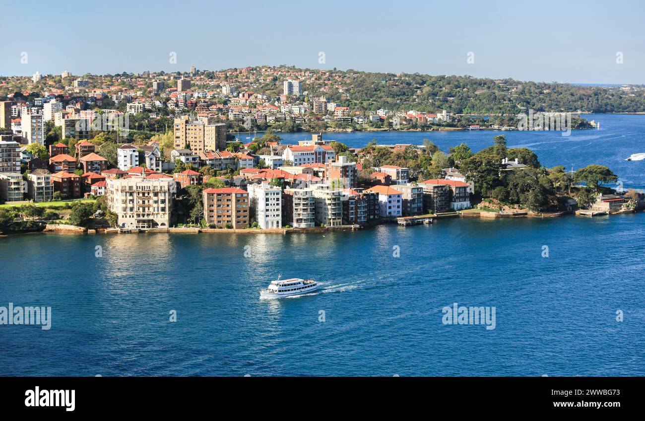 Banlieue de Sydney de Kirribilli sur la basse rive nord, Sydney Harbour. Banque D'Images
