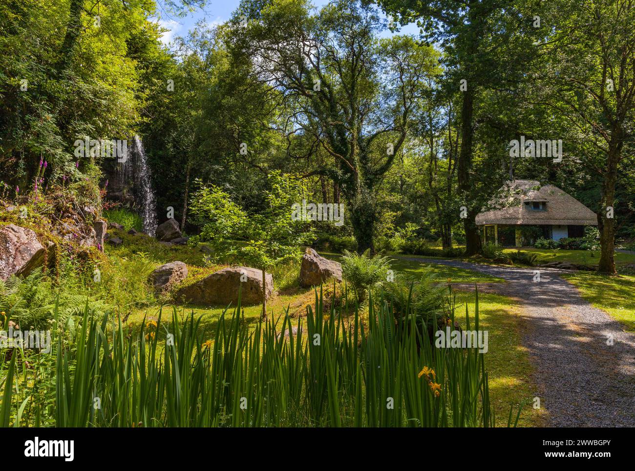 Le cottage orné dans le Kilfane Glen restauré dans le comté de Kilkenny, Irlande. Influencé par Rousseau et le mouvement romantique de la fin du XVIIIe siècle. Banque D'Images