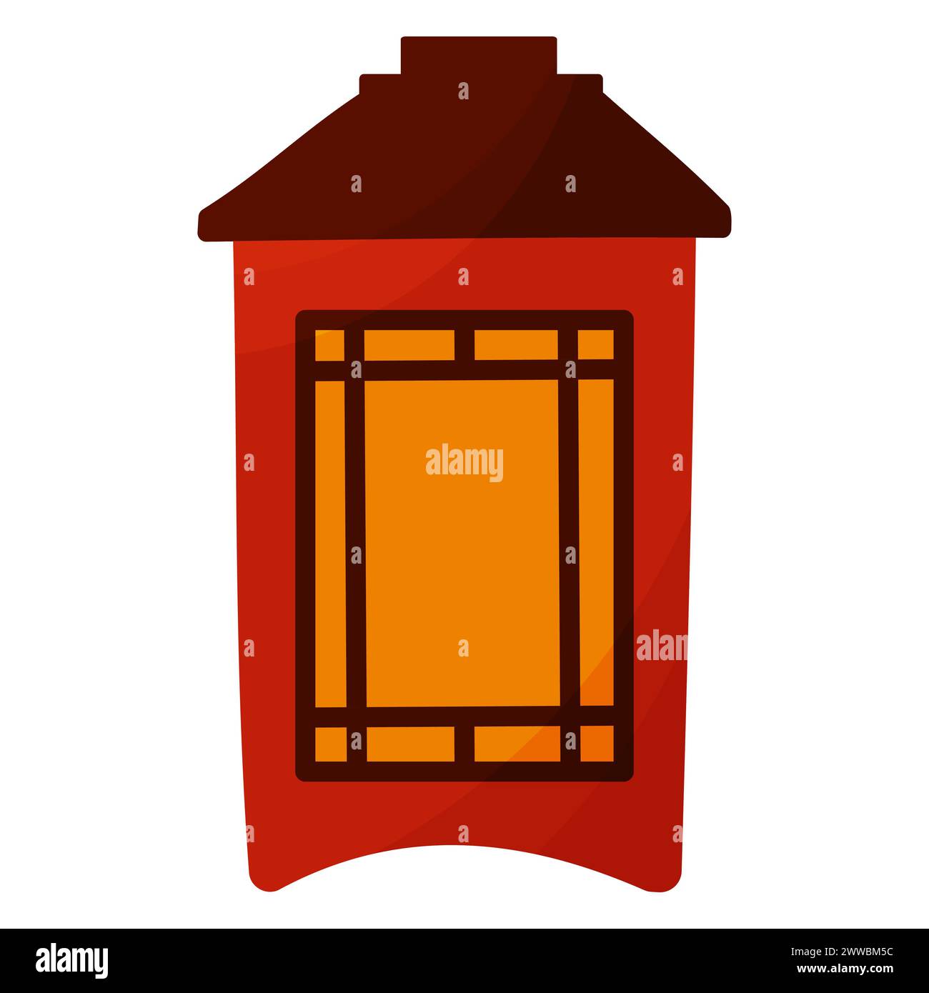Lanterne chinoise traditionnelle en bois. Icône asiatique colorée de la lampe. Éclairage de rue festif. Illustration vectorielle dessinée à la main. Un symbole simple. Illustration de Vecteur