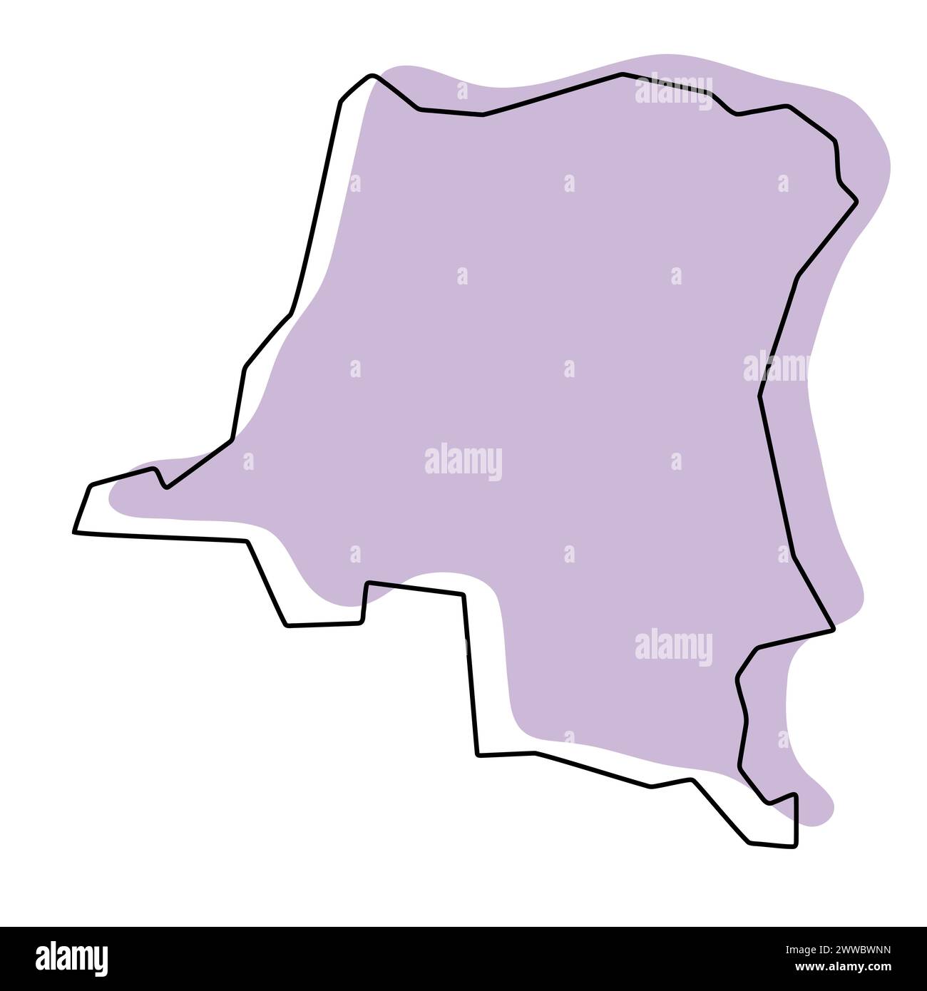 République démocratique du Congo carte simplifiée du pays. Silhouette violette avec contour lisse noir mince isolé sur fond blanc. Icône vectorielle simple Illustration de Vecteur République démocratique du Congo carte simplifiée du pays. Silhouette violette avec contour lisse noir mince isolé sur fond blanc. Icône vectorielle simple Illustration de Vecteur