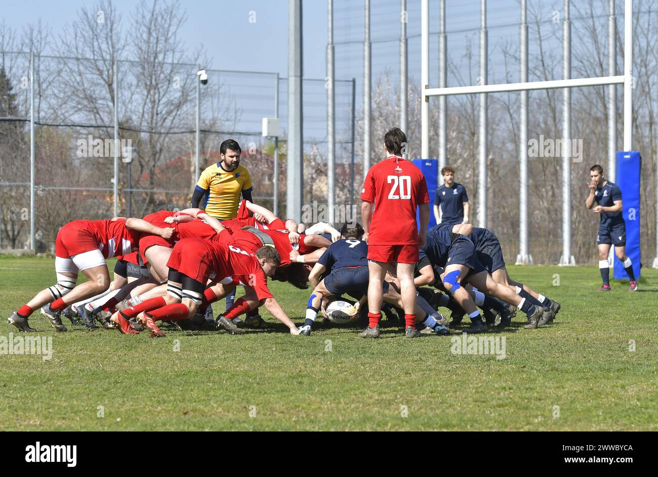 Match amical de Rugby entre la Roumanie U18 Team vs Pologne U18 Team , Bucarest , 23.03.2024 Banque D'Images