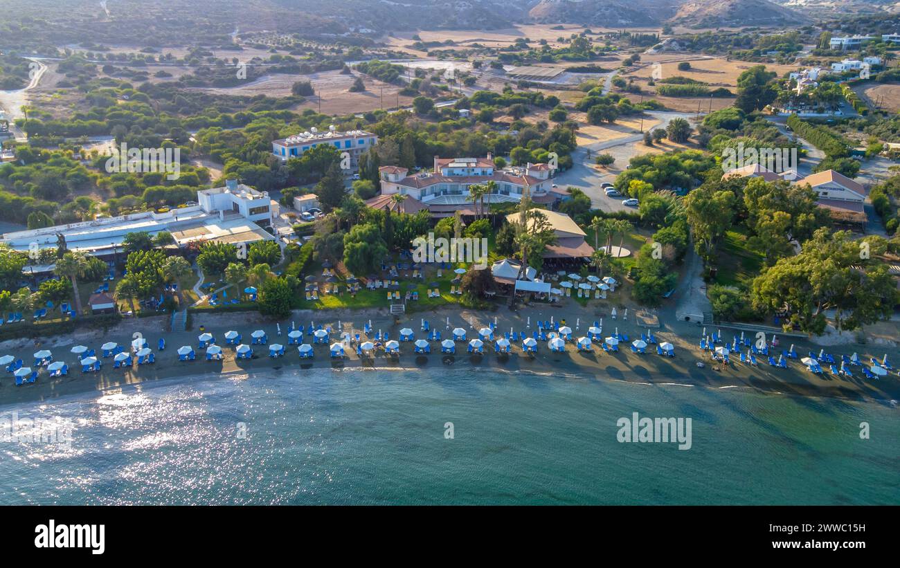 Une vue aérienne de Governor's Beach, Chypre par une journée ensoleillée Banque D'Images