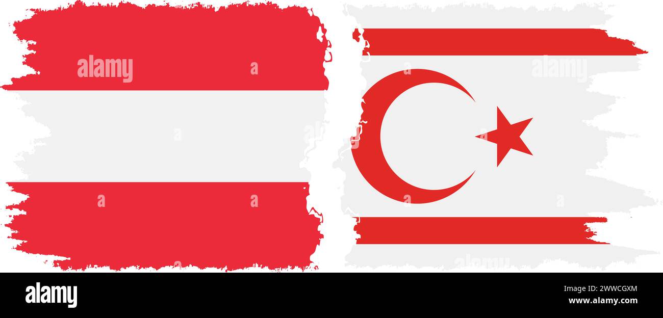 République turque de Chypre du Nord et Autriche grunge drapeaux connexion, vecteur Illustration de Vecteur