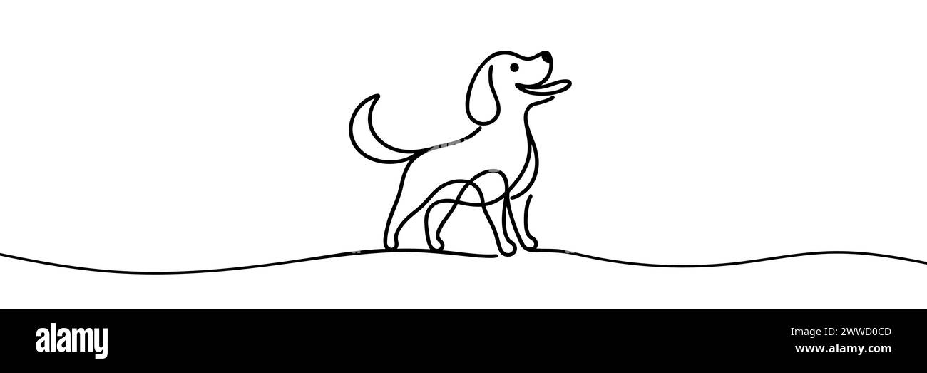 Silhouette de chien de course à pied Teckel. Dessin continu sur une ligne. Illustration vectorielle de style minimaliste dessinée à la main Illustration de Vecteur
