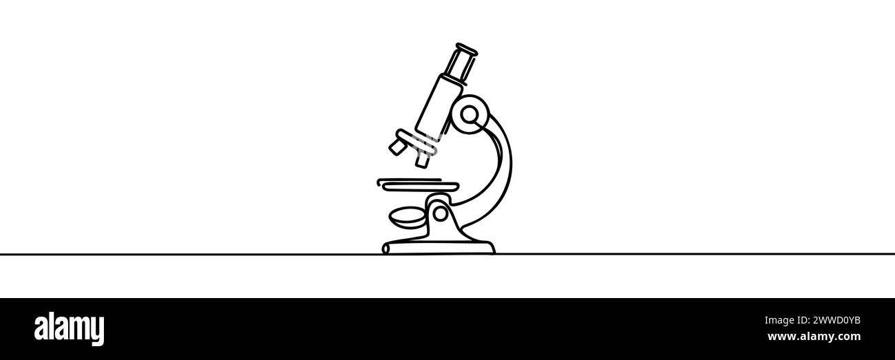 Microscope dessiné avec une ligne continue. Illustration vectorielle. Illustration de Vecteur