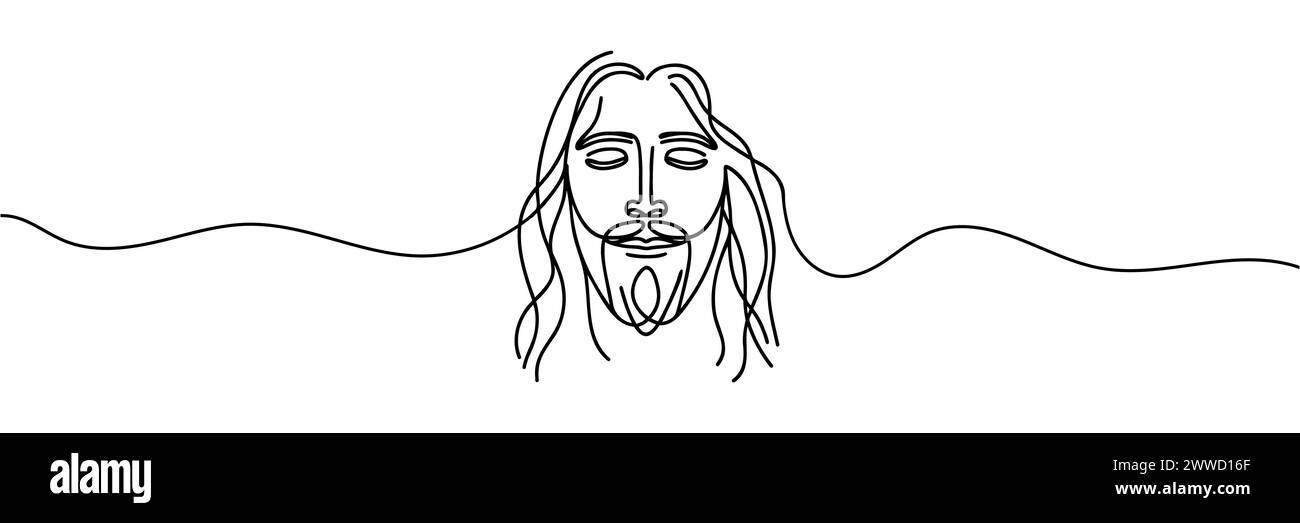 Dessin continu d'une ligne du visage de Jésus. Illustration de Vecteur
