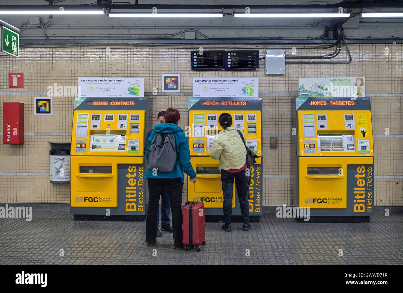 Fahrkartenautomat, Metro, Barcelona, Katalonien, Spanien *** distributeur de billets, Metro, Barcelona, Catalogne, Espagne Banque D'Images