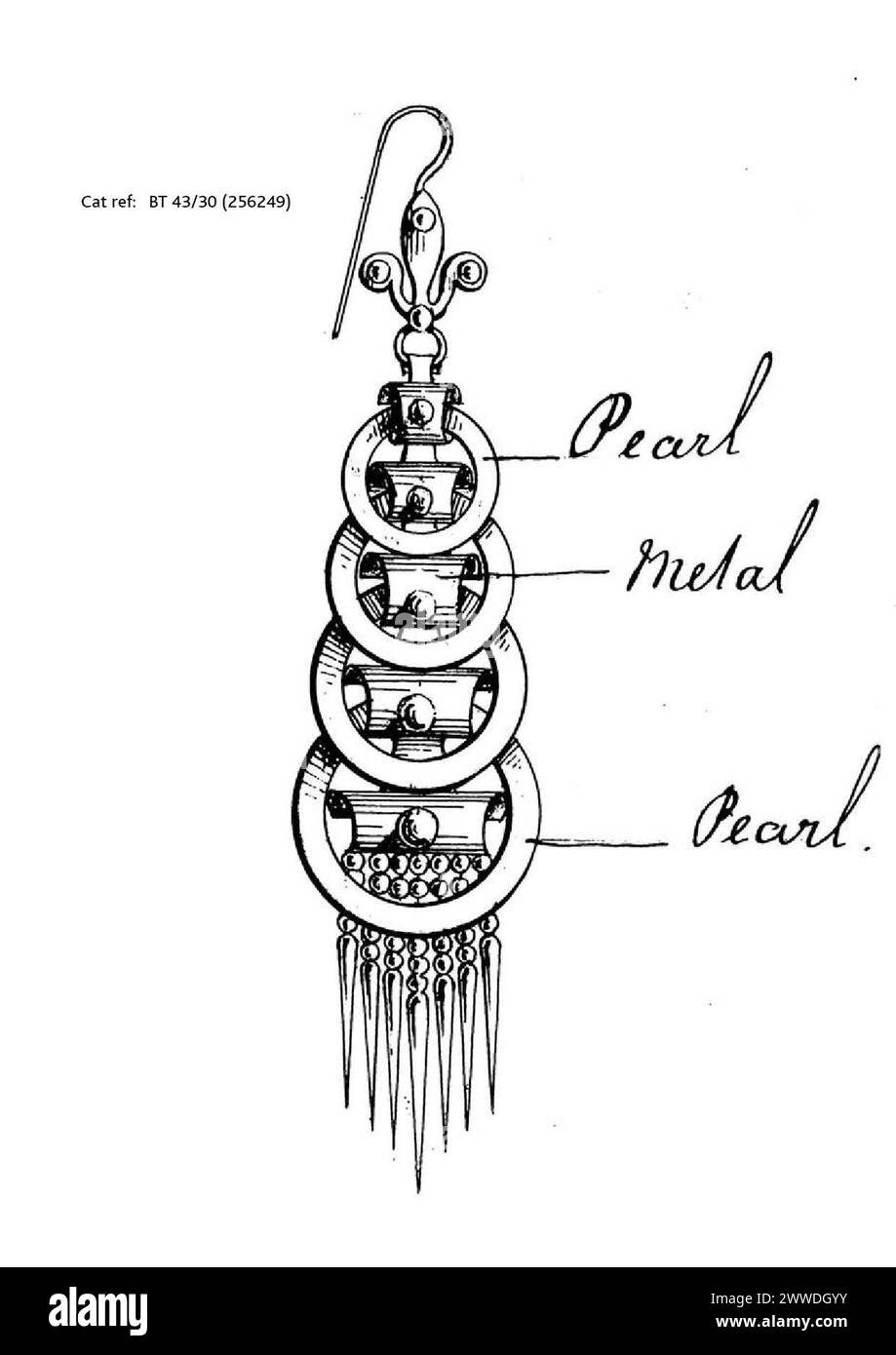 Dessin d'un compte-oreilles daté de 1871, montrant la forme et les caractéristiques fonctionnelles de l'instrument médical pour l'administration de médicaments liquides. Banque D'Images