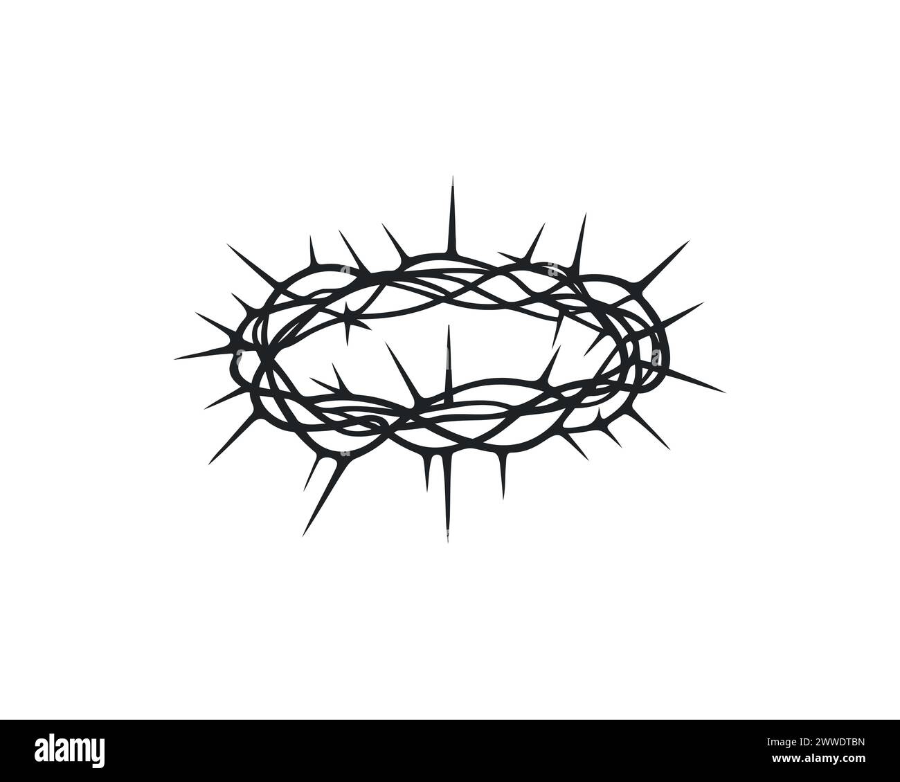 La couronne d'épines est un symbole de la mort et de la résurrection de Jésus-Christ. Symbole de la Cène du Seigneur. Illustration vectorielle. Illustration de Vecteur