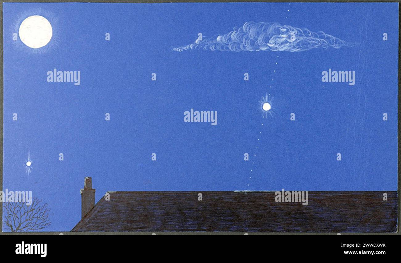 Illustration envoyée au ministère de l'Air en janvier 1975 représentant une observation d'OVNI rapportée par un membre du public, illustrant les observations publiques et les procédures de documentation du ministère de l'Air. Banque D'Images