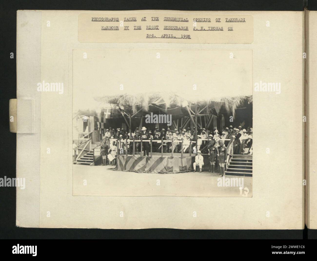 Description : photographies prises lors de la cérémonie d'ouverture du port de Takoradi par le très honorable J. H. Thomas le 3 avril 1928. Lieu : Takoradi date : 03 avril 1928 afrique Banque D'Images