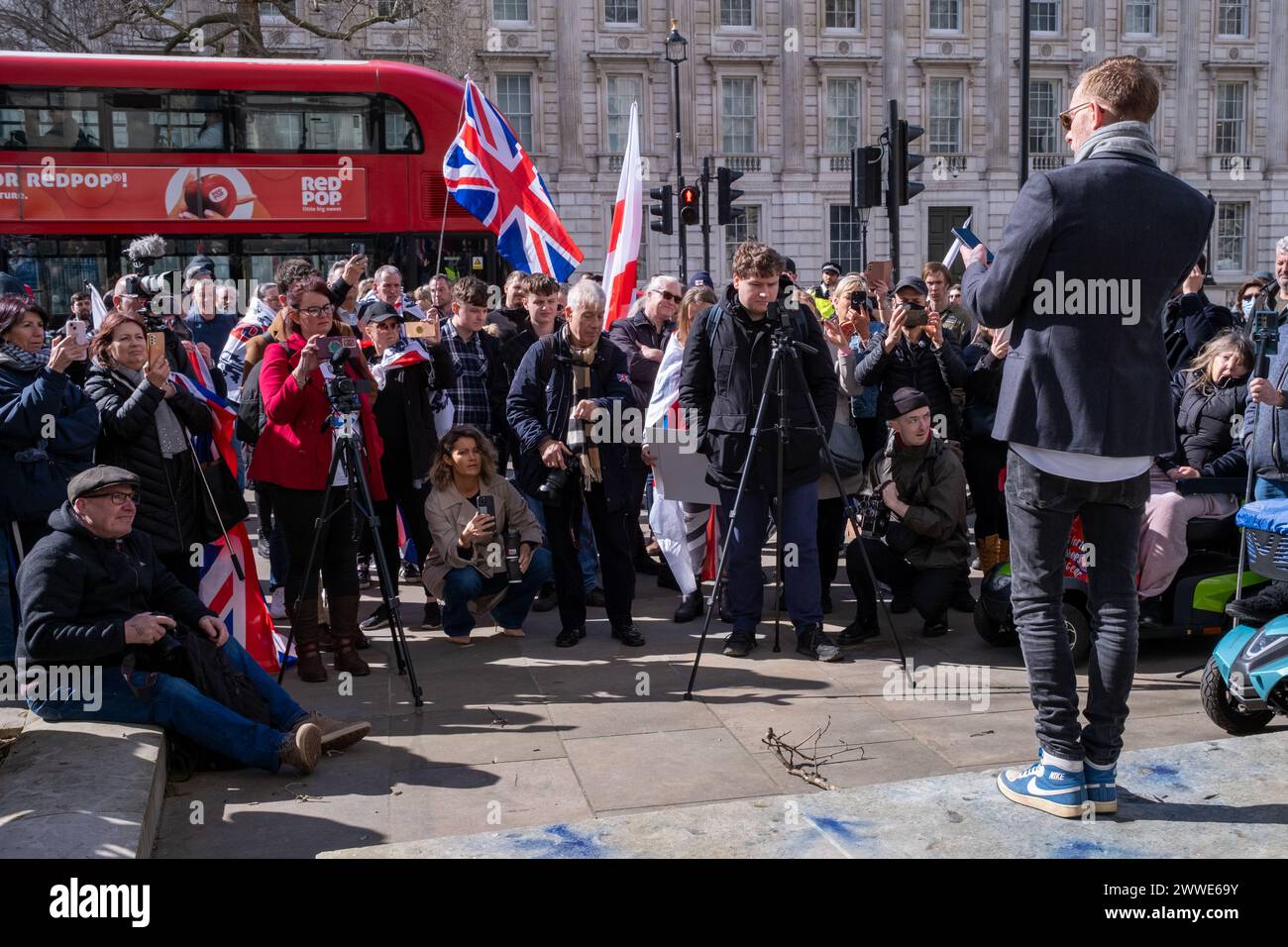 Londres, Royaume-Uni. 23 mars 2024. Tournant L'organisation de droite organise un rassemblement dans le centre de Londres pour préserver la culture britannique. Crédit : James Willoughby/Alamy Live News Banque D'Images