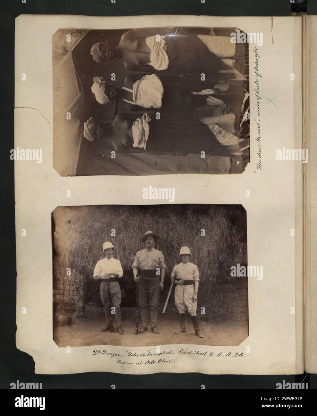 Dans les années 1890, les trois épouses du bal d'Oshogbo et les officiers militaires Dr Dwyer, 'Golioth' Campbell, et Lieut. Scott du R.A.A.D.G. sont photographiés à Odo Ofin, montrant une présence sociale et coloniale. Banque D'Images