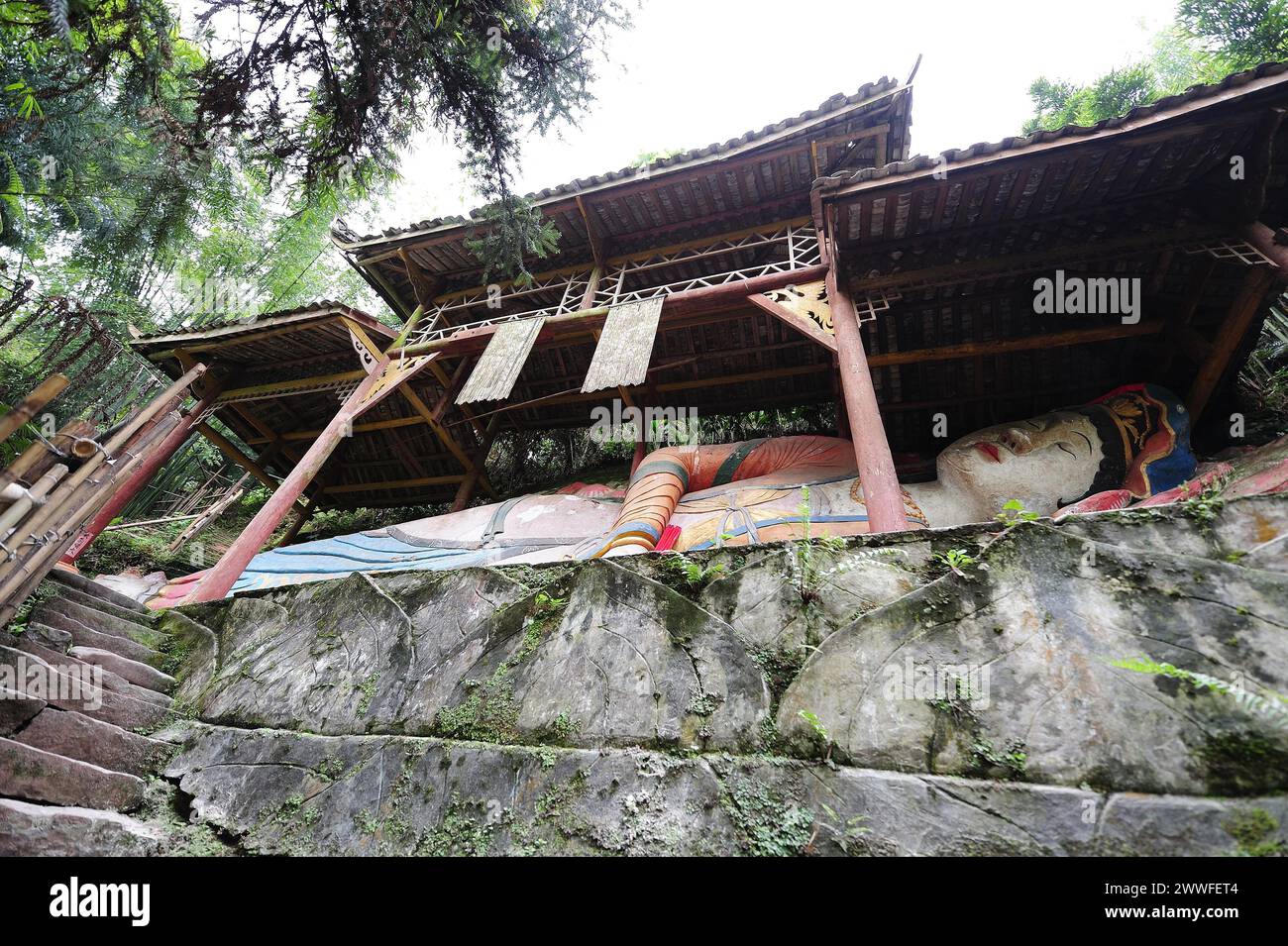 Village aquatique de Liujiang, voyage, temple de guanyin, sichuan, chine Banque D'Images