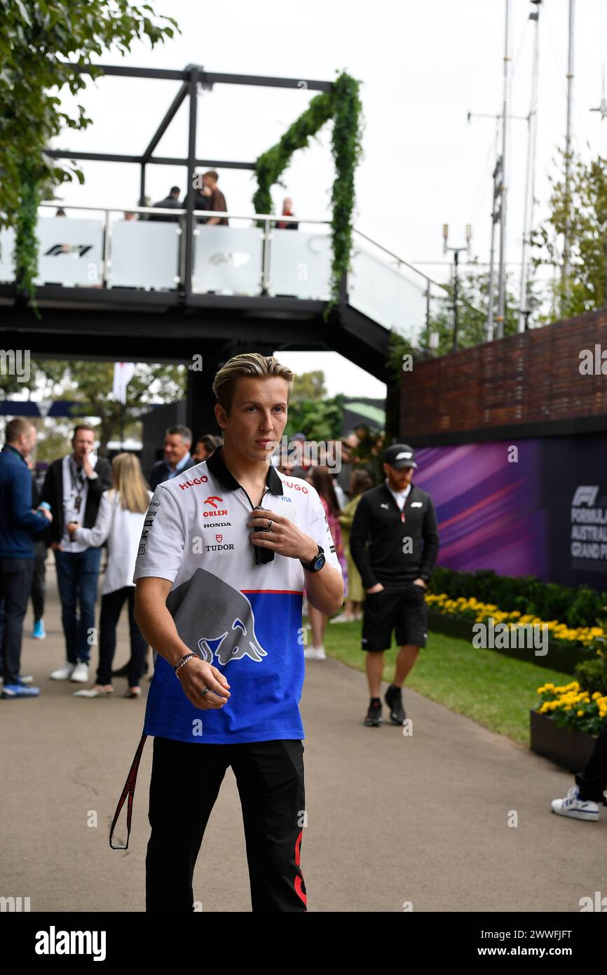 MELBOURNE, AUSTRALIE 24 mars 2024. Sur la photo : Liam Lawson dans le paddock du Rolex Australian Grand Prix 2024 de formule 1 de la FIA 3ème manche du 22 au 24 mars à l'Albert Park Street circuit, Melbourne, Australie. Crédit : Karl Phillipson/Alamy Live News Banque D'Images