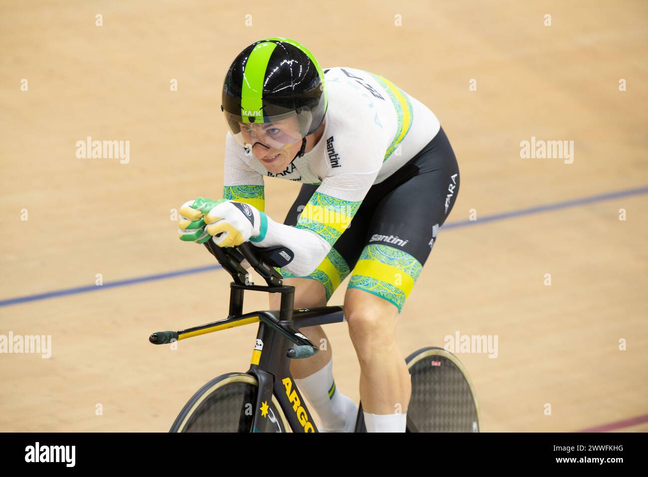 Rio de Janeiro, Brésil. 20 mars 2024. L'australienne Korey Boddington établit le meilleur temps en 1:03,517 dans les qualifications pour le contre-la-montre C4 masculin crédit : Casey B. Gibson/Alamy Live News Banque D'Images