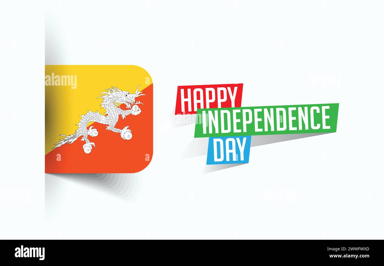 Joyeux jour de l'indépendance du Bhoutan illustration vectorielle, affiche de la fête nationale, conception de modèle de salutation, fichier source EPS Illustration de Vecteur