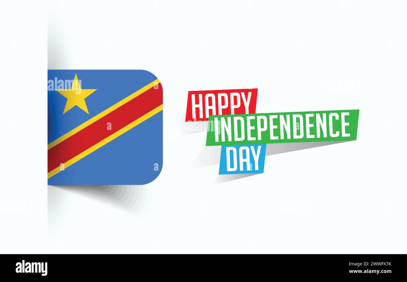 Bonne fête de l'indépendance de la République démocratique du Congo illustration vectorielle, affiche de fête nationale, conception de modèle de salutation, fichier source EPS Illustration de Vecteur