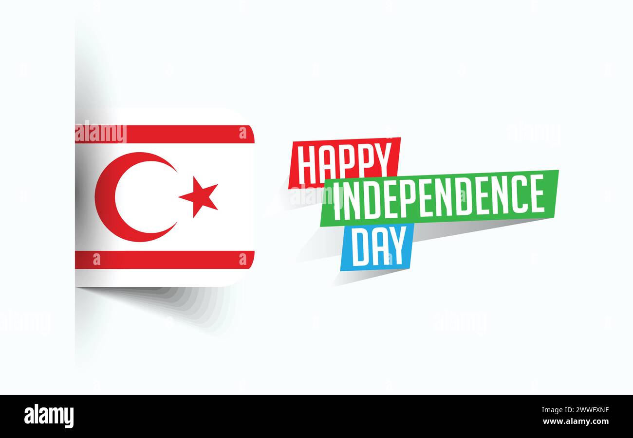 Joyeux jour de l'indépendance de Chypre du Nord illustration vectorielle, affiche de jour national, conception de modèle de salutation, fichier source EPS Illustration de Vecteur