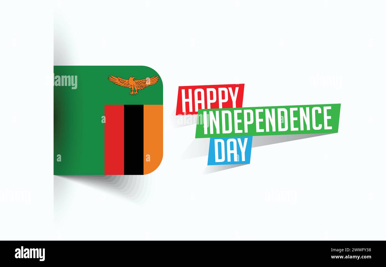 Joyeux jour de l'indépendance de la Zambie illustration vectorielle, affiche de jour national, conception de modèle de salutation, fichier source EPS Illustration de Vecteur